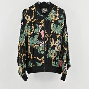 Pomme Chan Urban Outfitters Womens Bomber Jacket Size L‎ Black Flamingo Chain